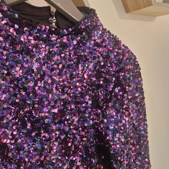 Zara Black and Pink Sequin Blouse - Picture 2 of 4